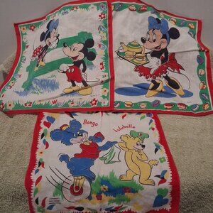 3 Vintage 1950s Disney Childs Hankies Mickey & Minnie Minnie & Bongo & Lulubelle